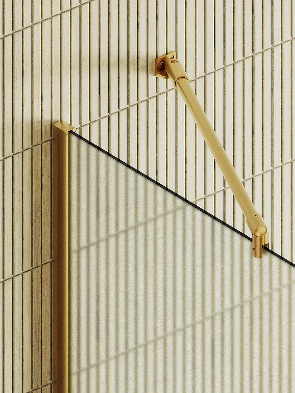 Душевая перегородка Maybah Glass MGD-737-3ш 890x1950 в широком профиле Золото стекло сатиновое