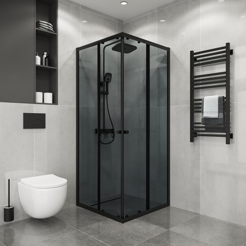 Душевой уголок Niagara Eco 90х90 NG-1009-14QT профиль цвет Черный матовый стекло тонированное