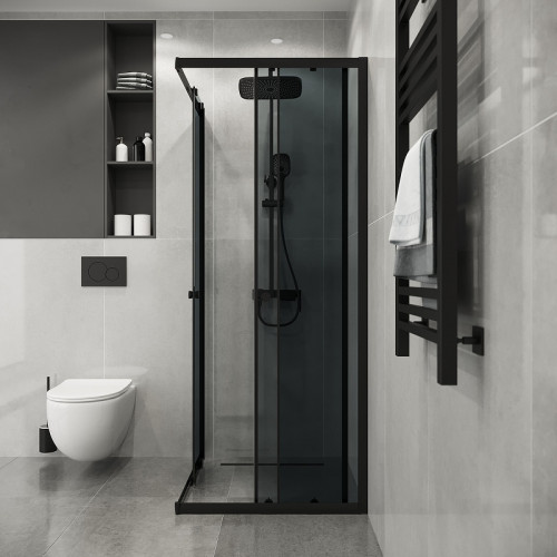 Душевой уголок Niagara Eco 90х90 NG-1009-14QT профиль цвет Черный матовый стекло тонированное