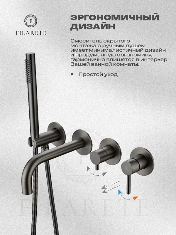Смеситель для ванны FILARETE Roun FL2122BG цвет Графит