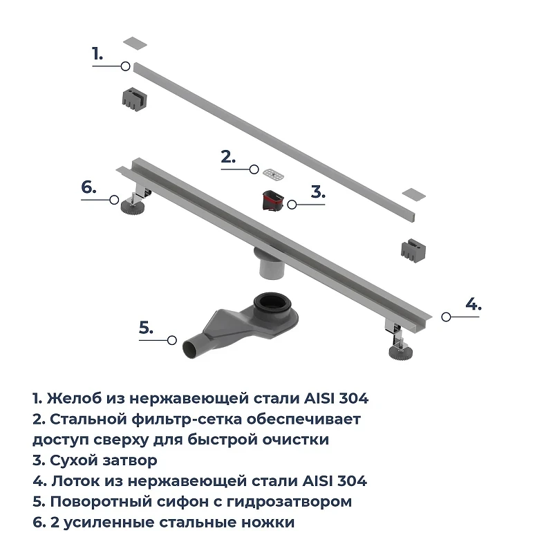Душевой лоток RGW SDR-50Gr-80 76215080-11 с решеткой цвет Серый