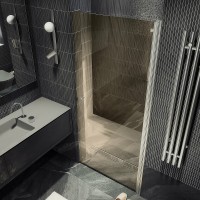 Душевая дверь Maybah Glass MGD-798-5 600x1980 на монопетле Хром матовый стекло бронзовое