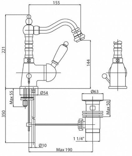 Смеситель для биде Cezares Vintage VINTAGE-BSM2-01-Sw Хром латунь