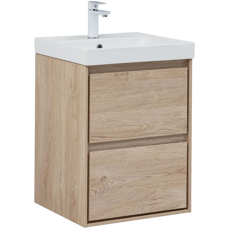 Тумба под раковину Aquanet Милан 50 336381 подвесная Дуб светлый МДФ / ЛДСП