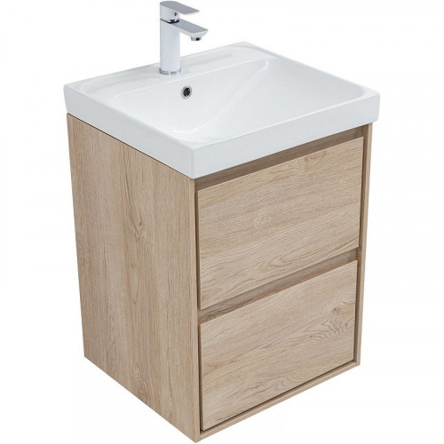 Тумба под раковину Aquanet Милан 50 336381 подвесная Дуб светлый МДФ / ЛДСП