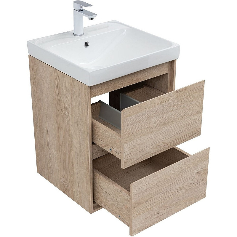 Тумба под раковину Aquanet Милан 50 336381 подвесная Дуб светлый МДФ / ЛДСП
