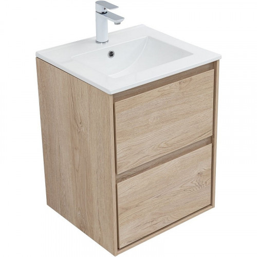Тумба под раковину Aquanet Милан 50 336381 подвесная Дуб светлый МДФ / ЛДСП