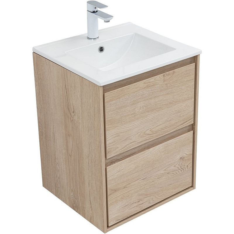Тумба под раковину Aquanet Милан 50 336381 подвесная Дуб светлый МДФ / ЛДСП