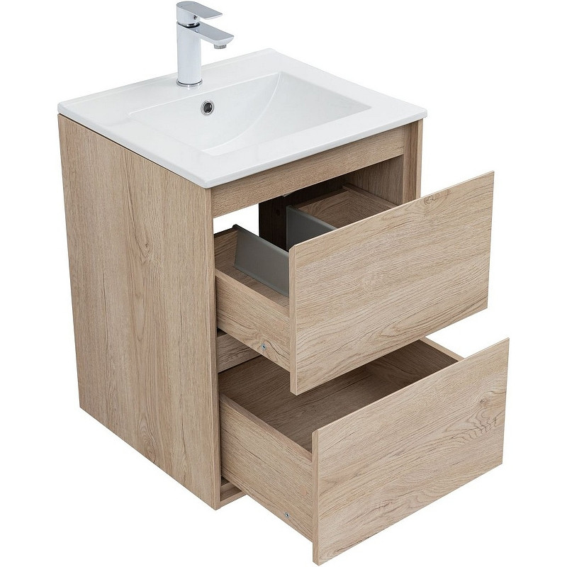 Тумба под раковину Aquanet Милан 50 336381 подвесная Дуб светлый МДФ / ЛДСП