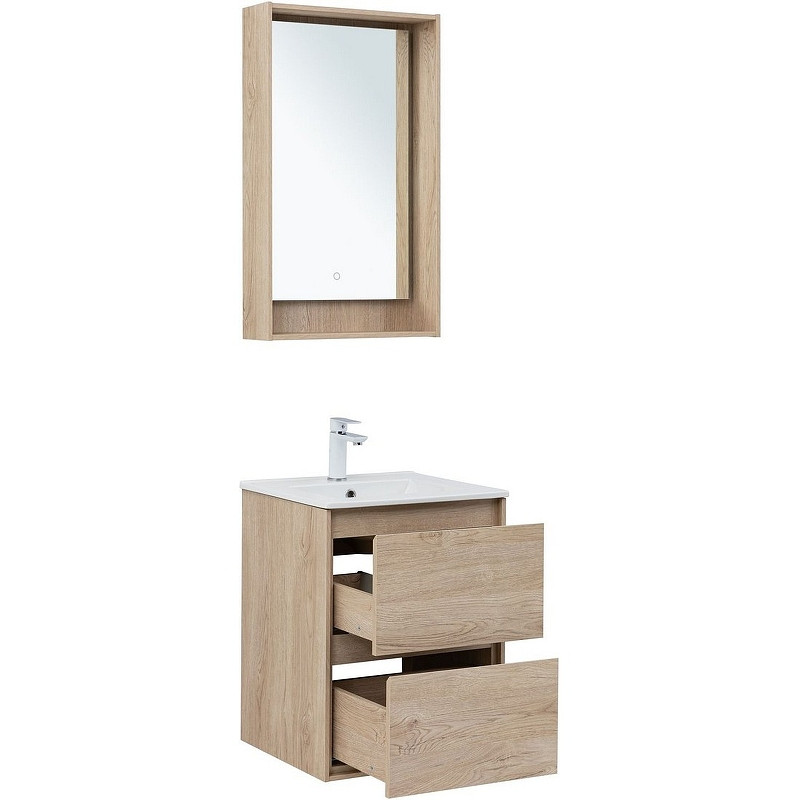 Тумба под раковину Aquanet Милан 50 336381 подвесная Дуб светлый МДФ / ЛДСП