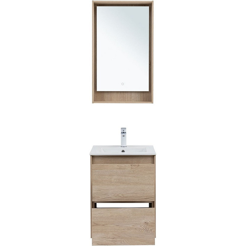 Тумба под раковину Aquanet Милан 50 336381 подвесная Дуб светлый МДФ / ЛДСП