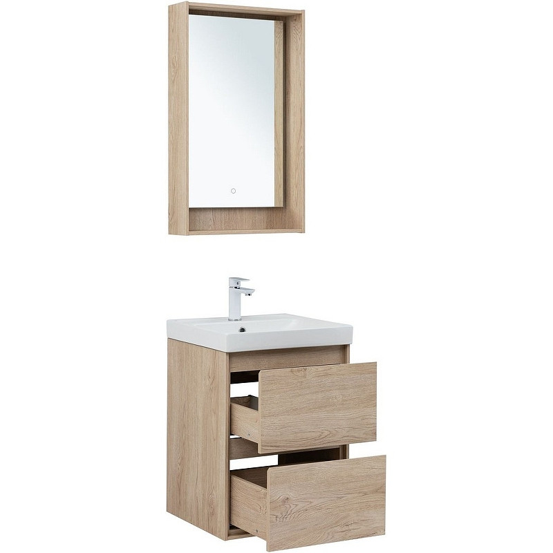 Тумба под раковину Aquanet Милан 50 336381 подвесная Дуб светлый МДФ / ЛДСП