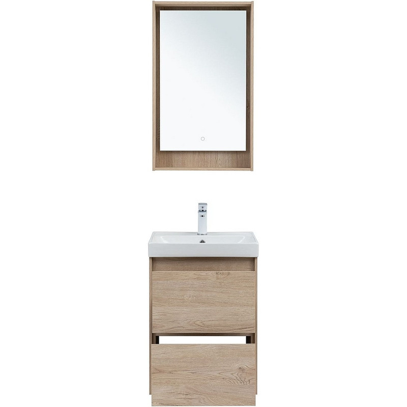 Тумба под раковину Aquanet Милан 50 336381 подвесная Дуб светлый МДФ / ЛДСП