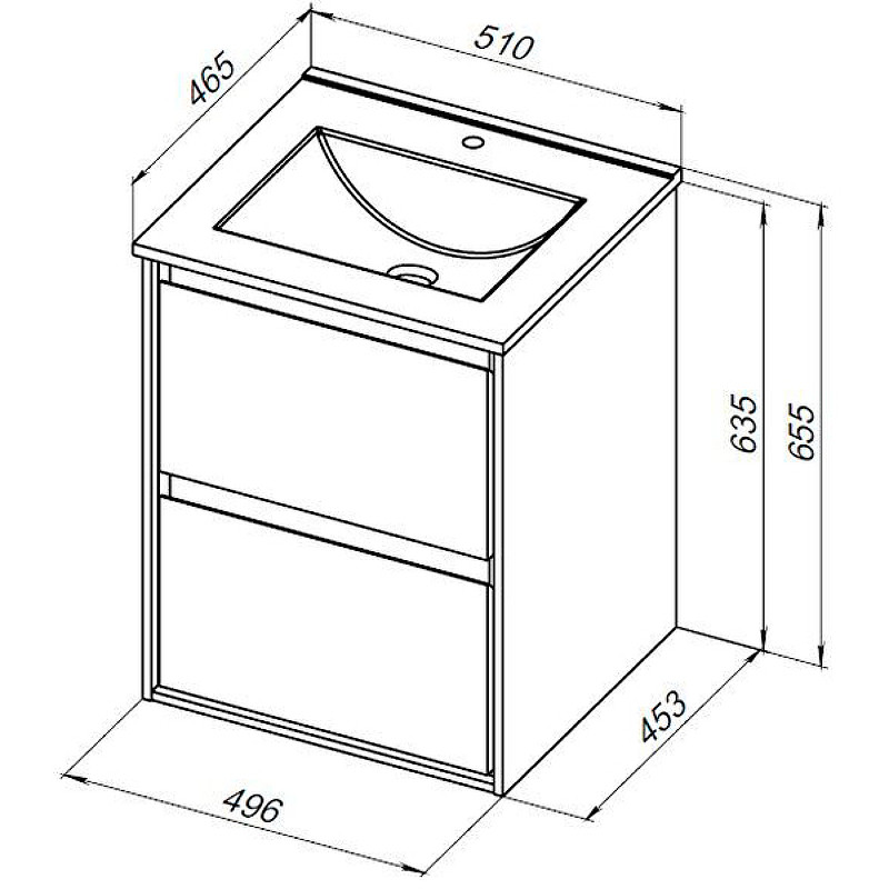 Тумба под раковину Aquanet Милан 50 336381 подвесная Дуб светлый МДФ / ЛДСП