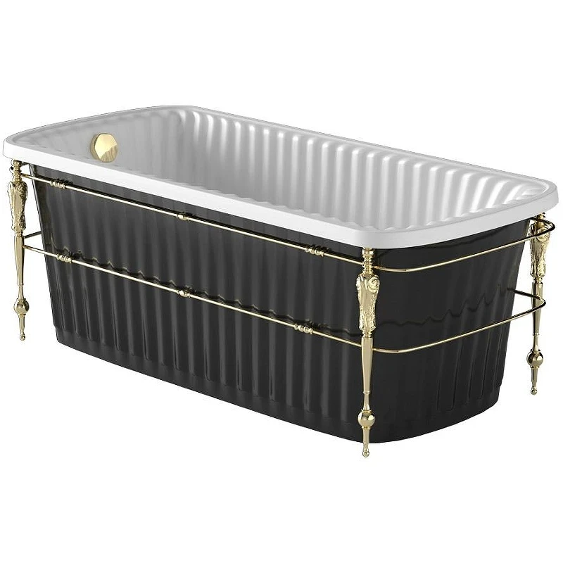 Ванна из искусственного камня Migliore Olivia Console 174x80 24382 панель Черная консоль Золото