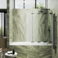 Шторка для ванны Maybah Glass MGV-587-6 980х1400 складная 4 секции Черный стекло сатиновое
