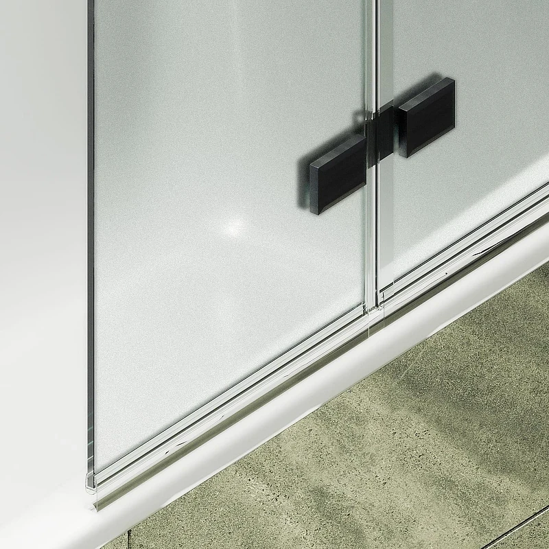 Шторка для ванны Maybah Glass MGV-587-6 980х1400 складная 4 секции Черный стекло сатиновое