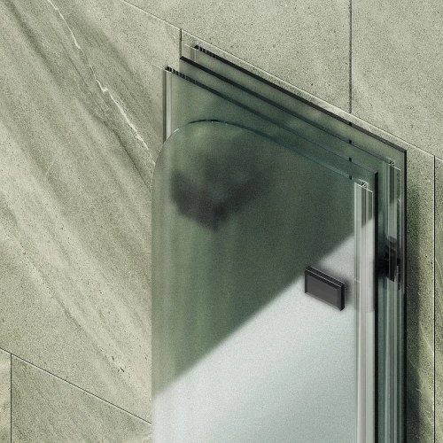 Шторка для ванны Maybah Glass MGV-587-6 980х1400 складная 4 секции Черный стекло сатиновое