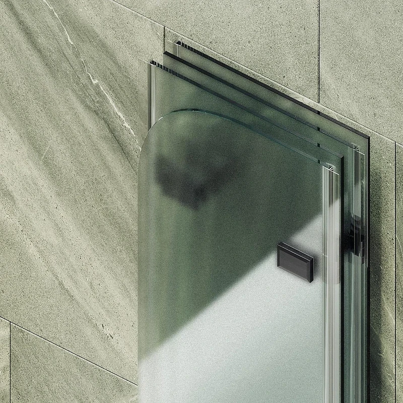 Шторка для ванны Maybah Glass MGV-587-6 980х1400 складная 4 секции Черный стекло сатиновое
