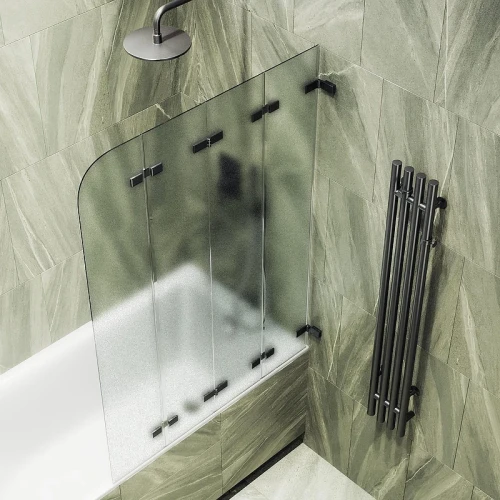 Шторка для ванны Maybah Glass MGV-587-6 980х1400 складная 4 секции Черный стекло сатиновое