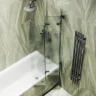 Шторка для ванны Maybah Glass MGV-587-6 980х1400 складная 4 секции Черный стекло сатиновое