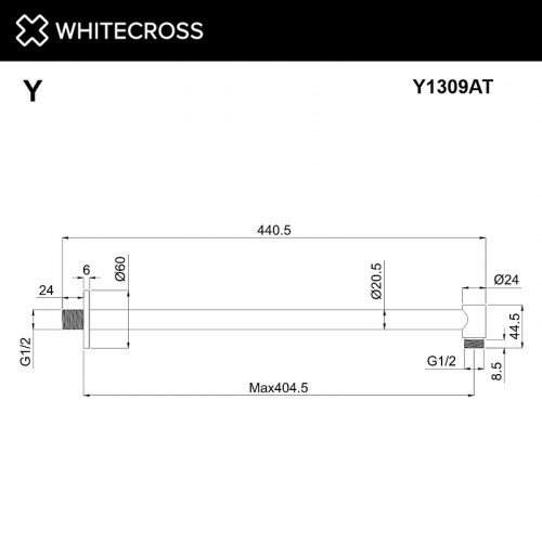 Кронштейн для верхнего душа Whitecross Y gunmetal Y1309AT цвет Антрацит