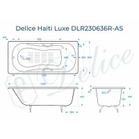 Чугунная ванна Delice Haiti Luxe 150x80 DLR230636R-AS с отверстиями под ручки с антискользящим покрытием