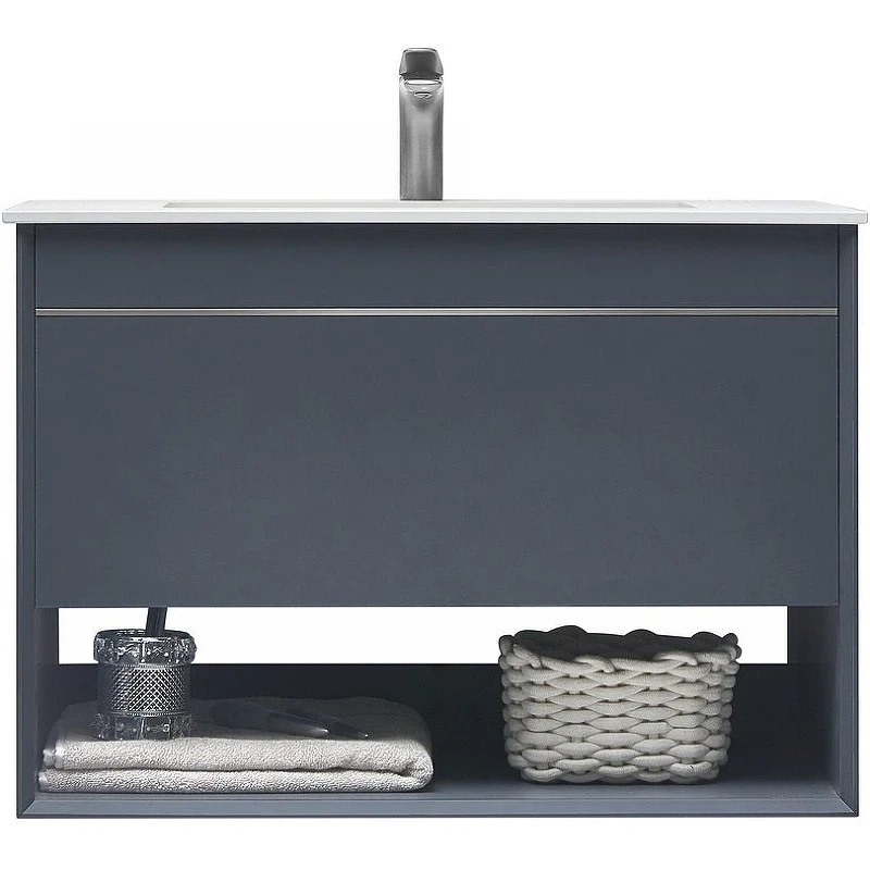 Тумба с раковиной Orans BC-1125 80 1125800 подвесная Dark grey МДФ / ЛДСП