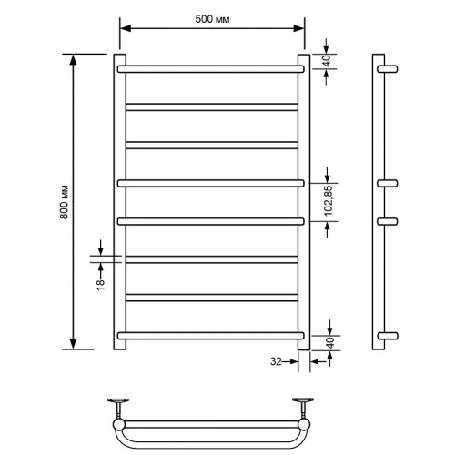 Водяной полотенцесушитель Comfysan Puro W-8 80x50 013004 Хром