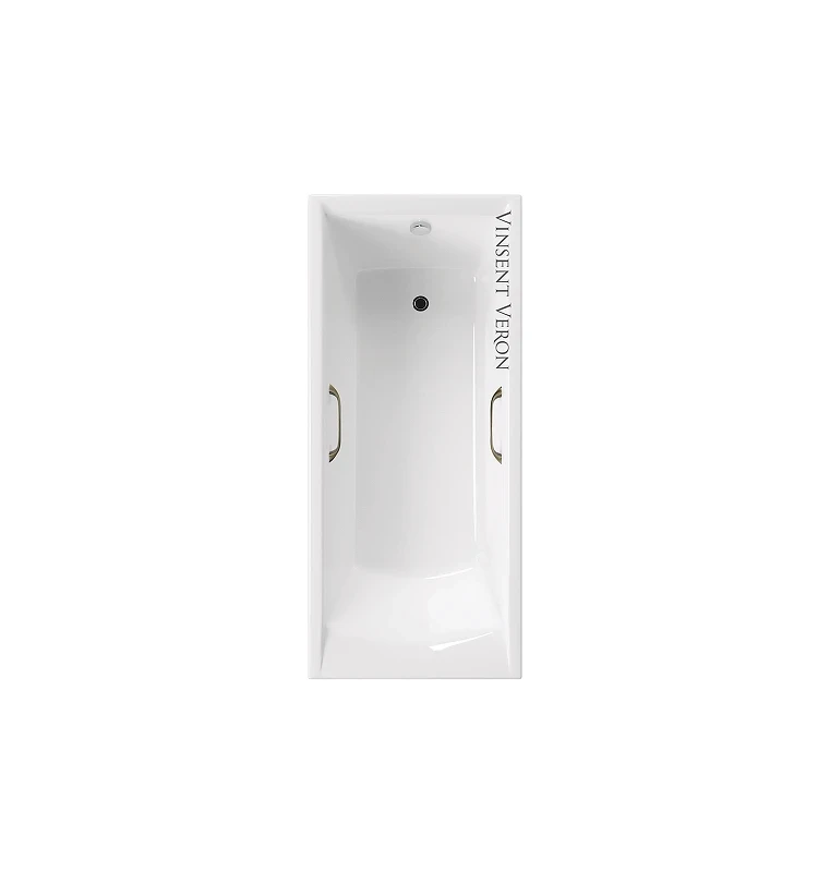 Чугунная ванна Vinsent Veron Devon 180x70 VDV1807045H/VH0012BR цвет Белый с квадратными бронзовыми ручками