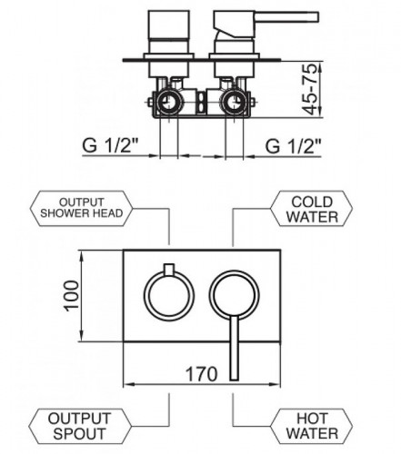 Смеситель для душа Webert Elio EL860101345 Никель латунь встраиваемый