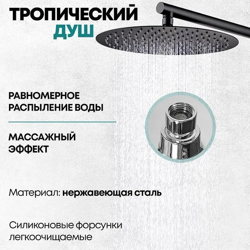 Душевая система Grocenberg GB5001BL Черная матовая