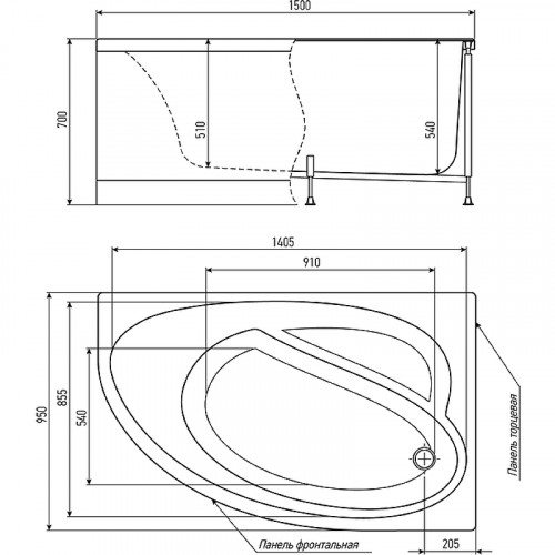 Акриловая ванна Timo Iva 150x95 R IVA1595R без гидромассажа