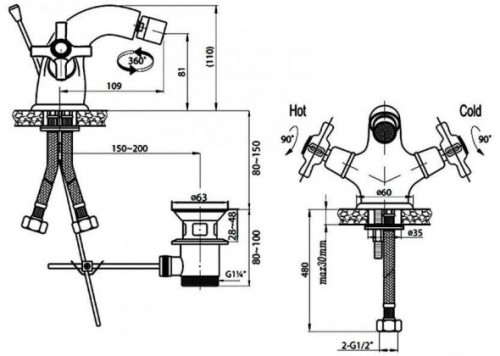 Смеситель для биде Cezares Lord LORD-BS1-01 Хром латунь