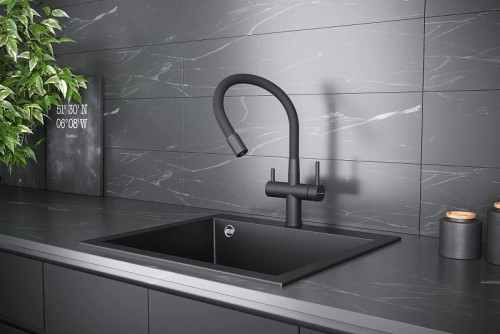 Смеситель для кухни KUCHENSTERN WURM-FE 750GM80 цвет Вороненая сталь
