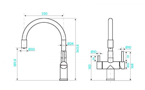 Смеситель для кухни KUCHENSTERN WURM-FE 750GM80 цвет Вороненая сталь