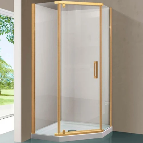 Душевой уголок Vincea Stresa 90x90 VSP-1S900CLG профиль Брашированное золото стекло прозрачное