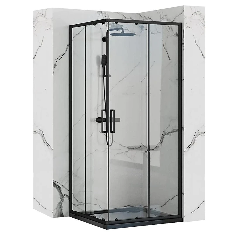 Душевой уголок Loranto Neo 100х100 CS-21809-100B профиль Черный стекло прозрачное