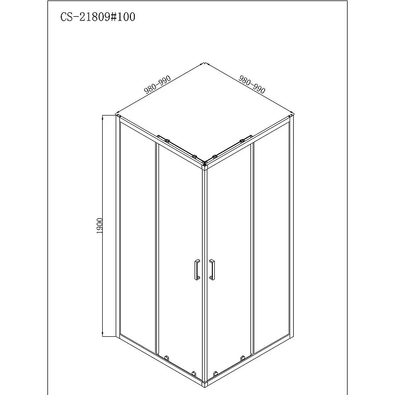 Душевой уголок Loranto Neo 100х100 CS-21809-100B профиль Черный стекло прозрачное
