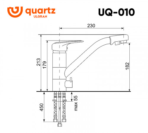 Смеситель для кухни Ulgran Quartz UQ-010-09 цвет Асфальт