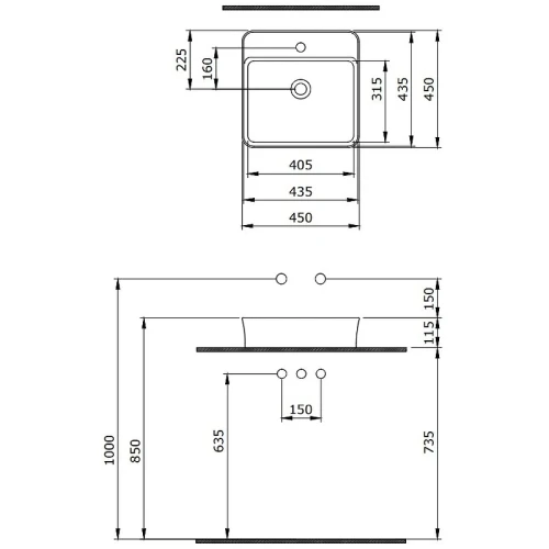Раковина Berges Ego SL 45 182014 Белая глянцевая фарфор накладная