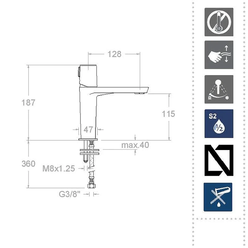Смеситель для раковины Ramonsoler Tzar 340401NM Черный матовый