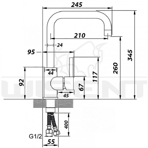 Смеситель для кухни Wisent W4998-4-30 цвет Крем