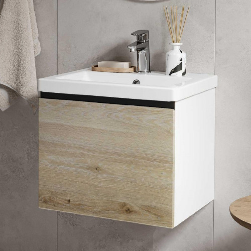 Тумба под раковину Vigo Cross 50 402 подвесная цвет Дуб давос натуральный Белый