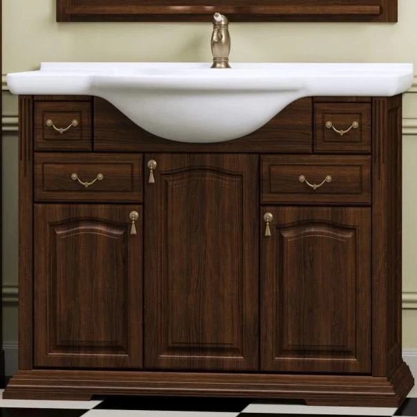 Тумба под раковину Opadiris Риспекто 105 Z0000001784 Орех антикварный ручки Бронза МДФ / ЛДСП, массив дерева