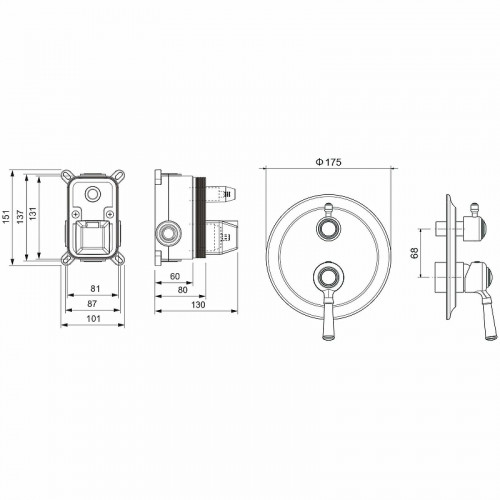 Смеситель для душа Aquatek Классик AQ1546PG Полированное золото латунь встраиваемый