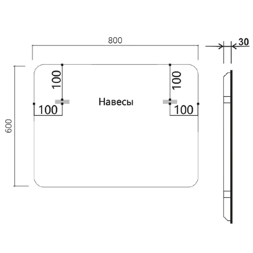 Зеркало Vincea 80 VLM-3VC800B с подсветкой Черное с сенсорным выключателем и диммером стекло