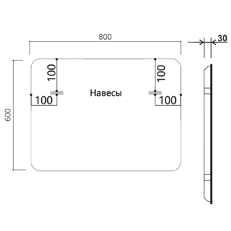 Зеркало Vincea 80 VLM-3VC800B с подсветкой Черное с сенсорным выключателем и диммером стекло