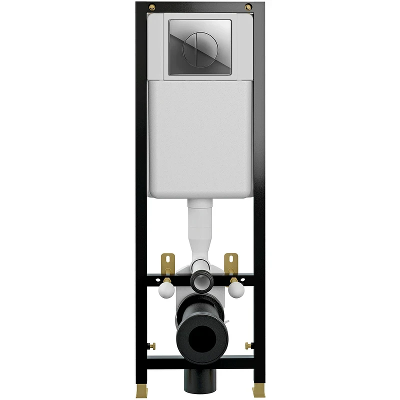 Комплект унитаза SantiLine SL-5005 с инсталляцией Cersanit Black 35 S-IN-BLACK-Cg-w с сиденьем Микролифт и клавишей смыва Хром фаянс подвесной