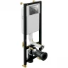 Комплект унитаза SantiLine SL-5005 с инсталляцией Cersanit Black 35 S-IN-BLACK-Cg-w с сиденьем Микролифт и клавишей смыва Хром фаянс подвесной